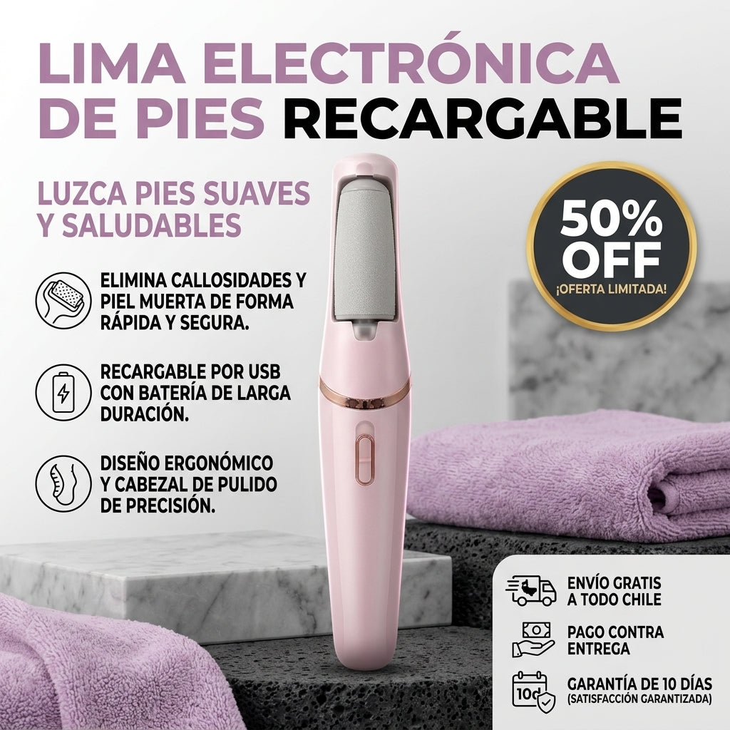 LIMA ELECTRONICA PARA PIES RECARGABLE - Suaviza durezas y talones ásperos en casa