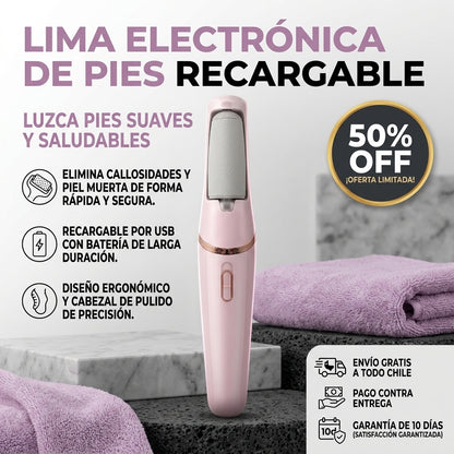 LIMA ELECTRONICA PARA PIES RECARGABLE - Suaviza durezas y talones ásperos en casa