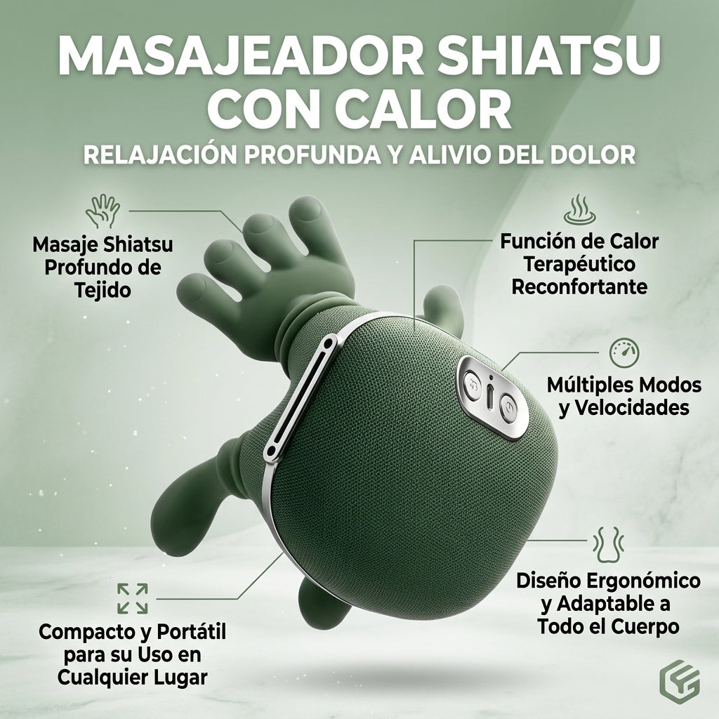Masajeador Shiatsu con Calor -Convierte tus minutos de descanso en una rutina de relajación