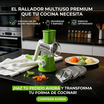 RALLADOR MULTIUSO - Ralla, rebana y tritura - Cocina más rápido y mantén tus manos alejadas de las cuchillas
