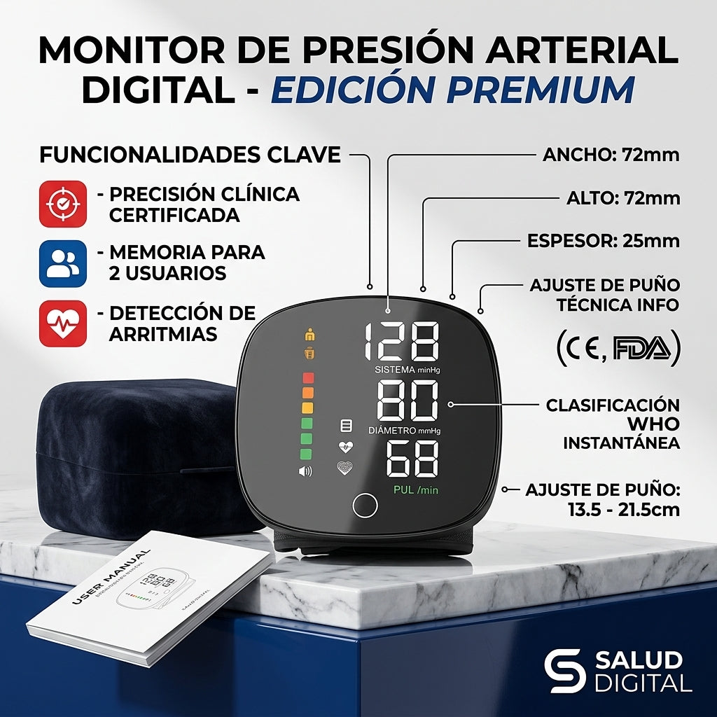 TENSIOMETRO DIGITAL - Mide tu Presión en Casa - Lleva un Registro Fácil de tus Mediciones