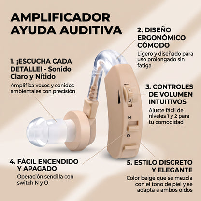 AMPLIFICADOR AYUDA AUDITIVA - Escucha con Mayor Intensidad - Escucha con Mayor Claridad
