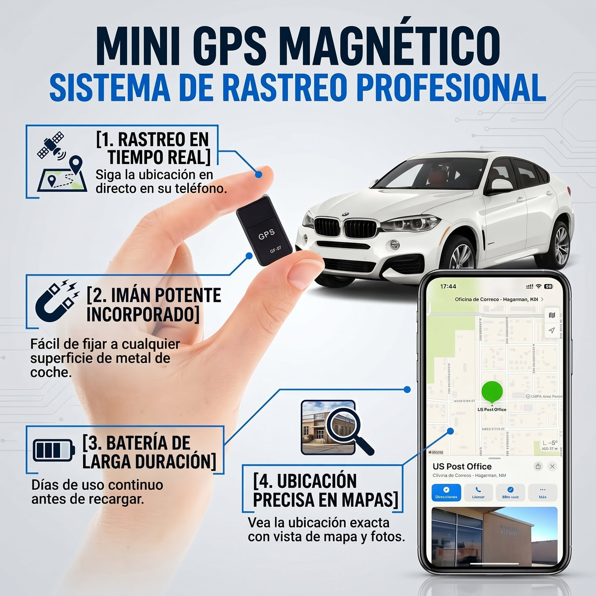 Mini GPS Magnético - Localización y alertas - Ubicación en tiempo real