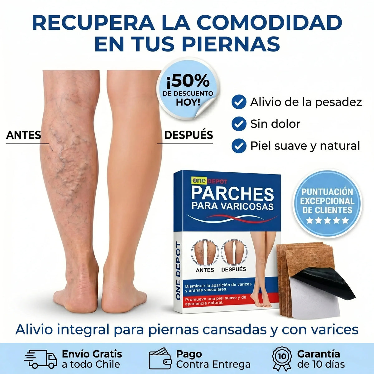 2x1 - Parches Para Varices - Mejora la Apariencia de tus Piernas y tu Confianza