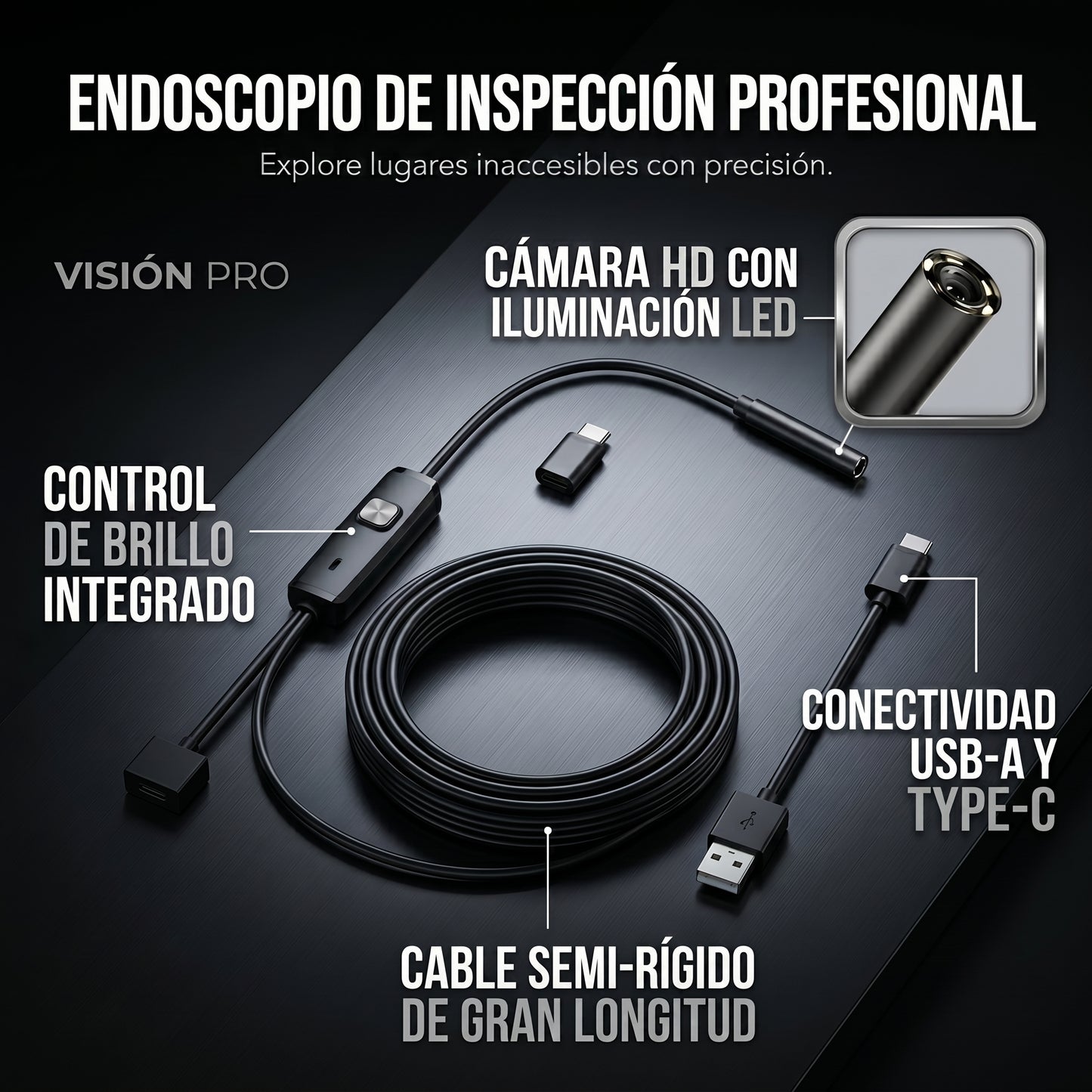 Cámara Endoscópica - Inspección Profunda - Ve Donde Tus Ojos No Llegan en Segundos