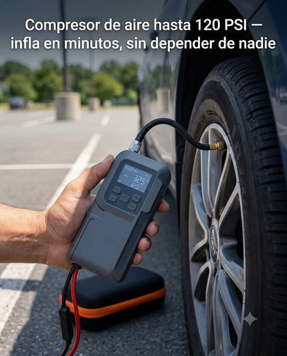 VoltAir Pro™ - 4 en 1 - Cargador, Compresor, Linterna y Batería Externa Integrada