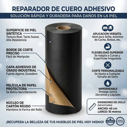 ROLLO CUERO ADHESIVO DE REPARACION - Renueva Tapizados Sin Cambiar El Mueble