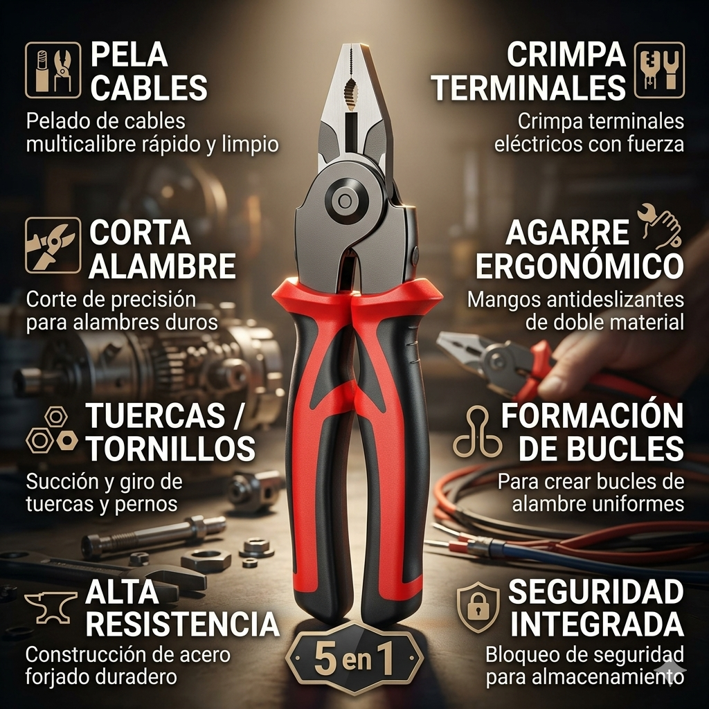 ALICATE MULTI FUNCIONAL 5 EN 1 - Solución Completa para Cualquier Arreglo