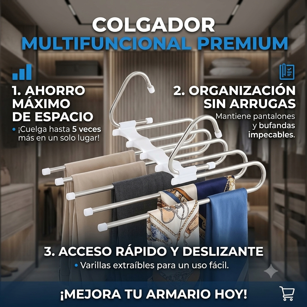 Colgador Multifuncional - Multiplica Espacio - Closet Más Amplio en Minutos