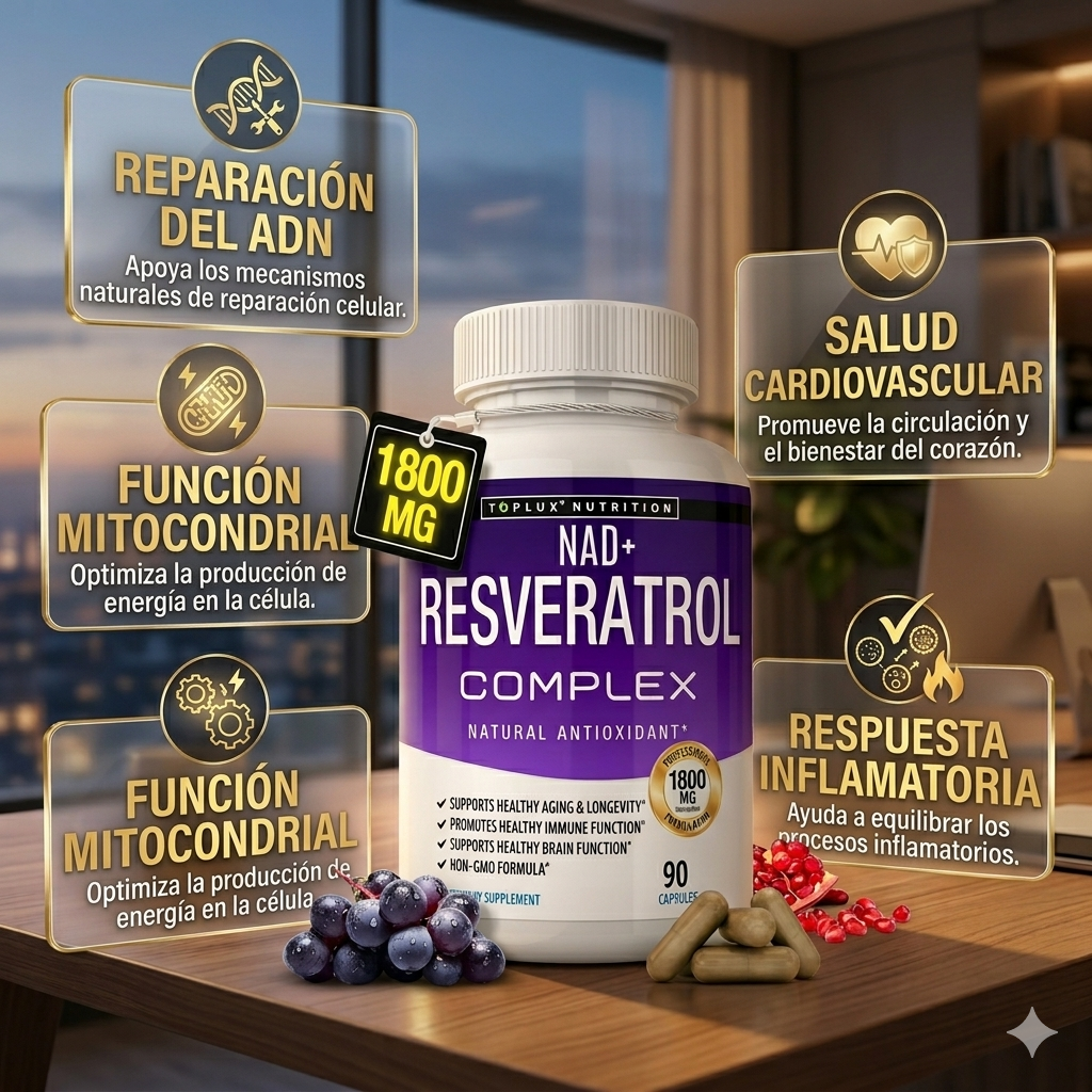 NAD+ Resveratrol Complex - Energía Celular y Juventud Natural