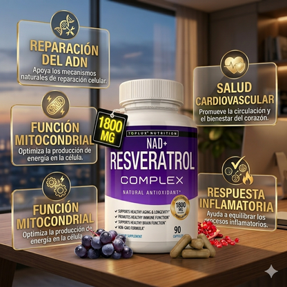 NAD+ Resveratrol Complex - Energía Celular y Juventud Natural