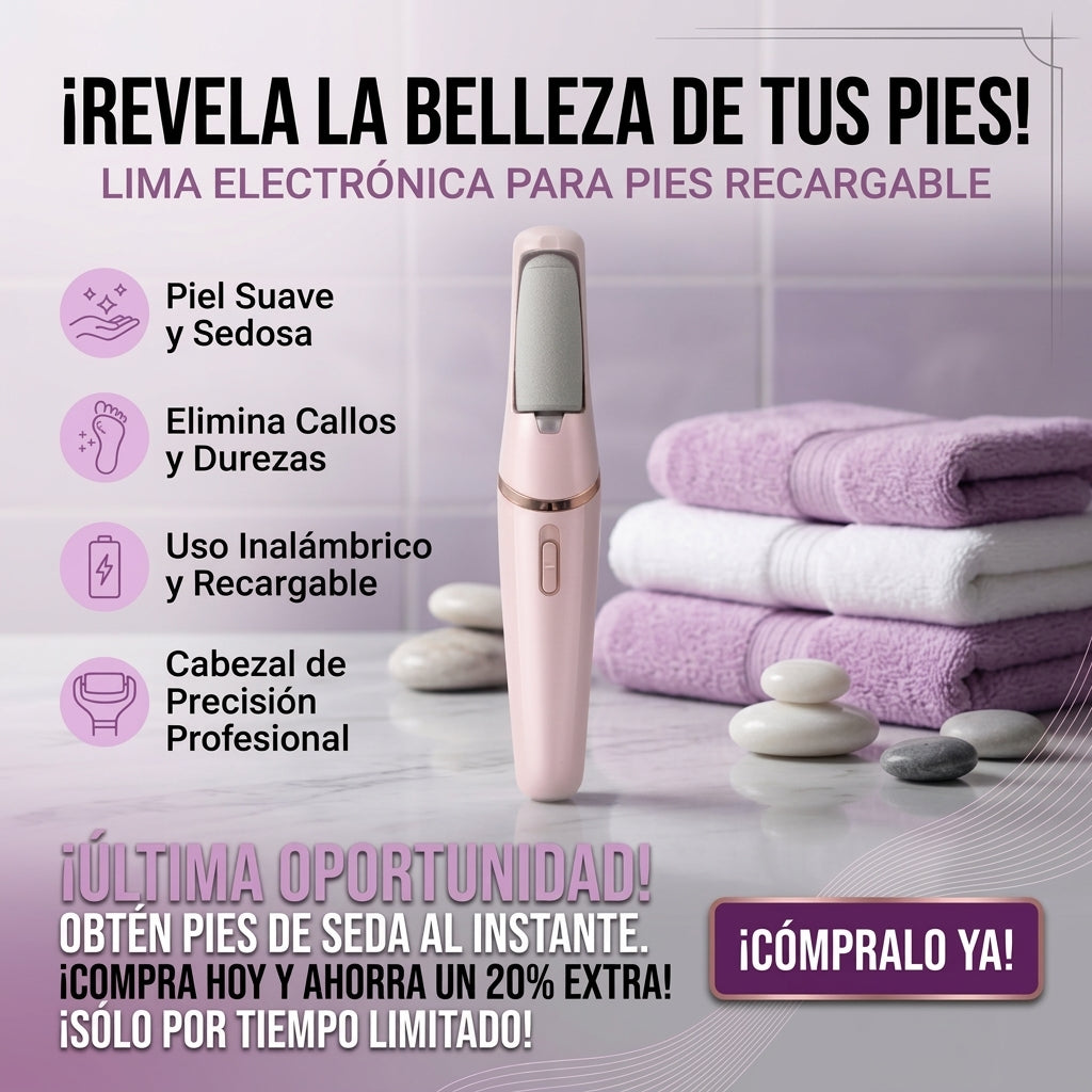 LIMA ELECTRONICA PARA PIES RECARGABLE - Suaviza durezas y talones ásperos en casa