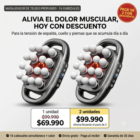 BackFix Pro™ Masajeador Terapéutico 16 Cabezales – Descanso Total en Casa