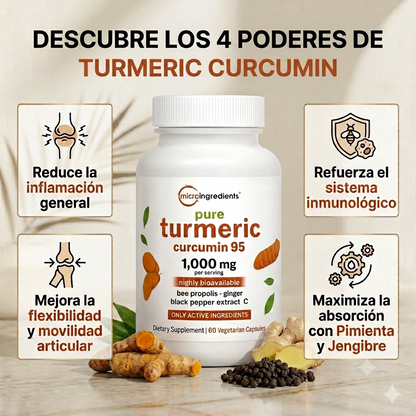 Turmeric Curcumin (Cúrcuma + Pimienta Negra) - Bienestar Articular - Vive Sin Dolores desde Hoy
