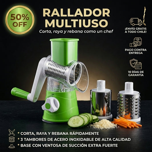 RALLADOR MULTIUSO - Ralla, rebana y tritura - Cocina más rápido y mantén tus manos alejadas de las cuchillas