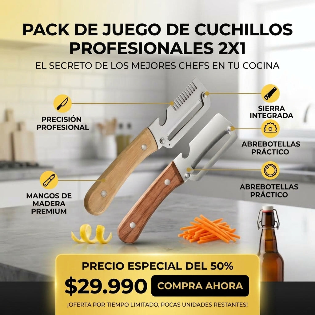 PACK SET DE CUCHILLOS PROFESIONAL  - Cortes rápidos y precisos para tus preparaciones diarias