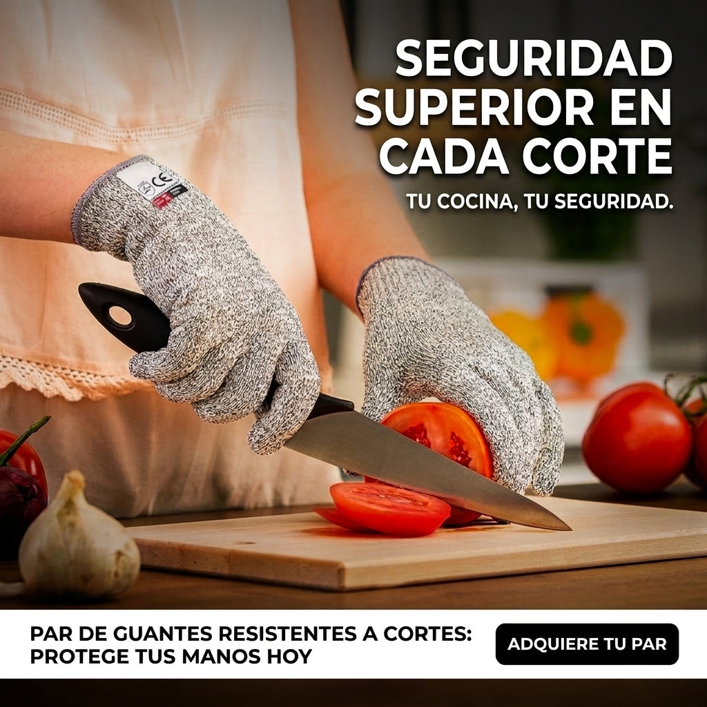 PAR GUANTES ANTICORTE - Reduce la exposición de tus manos a objetos filosos