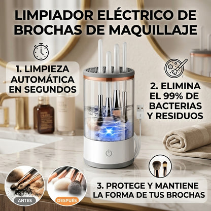Limpiador Eléctrico de Brochas de Maquillaje - Brochas impecables en minutos sin esfuerzo