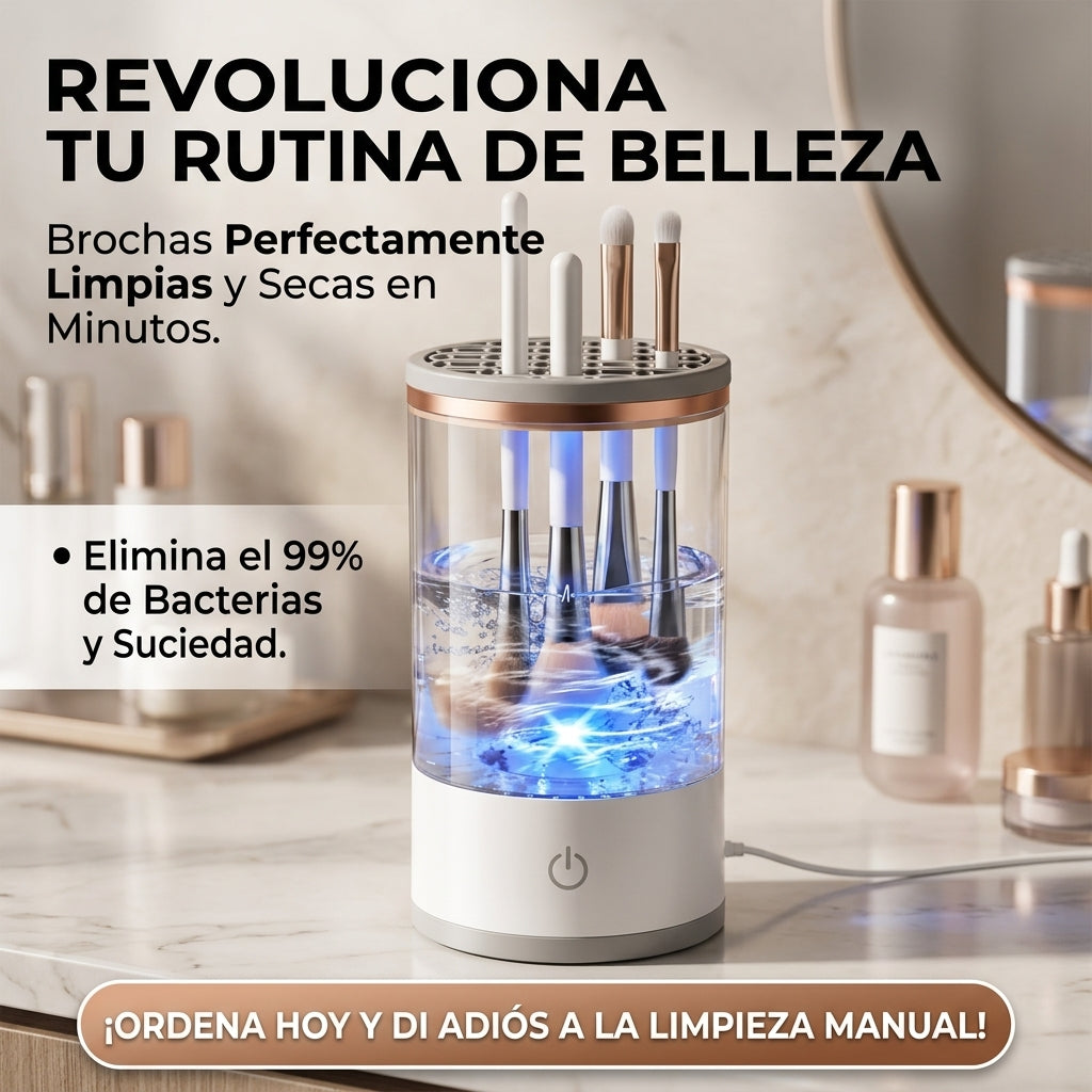 Limpiador Eléctrico de Brochas de Maquillaje - Brochas impecables en minutos sin esfuerzo