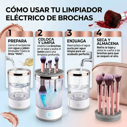 Limpiador Eléctrico de Brochas de Maquillaje - Brochas impecables en minutos sin esfuerzo