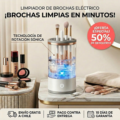 Limpiador Eléctrico de Brochas de Maquillaje - Brochas impecables en minutos sin esfuerzo