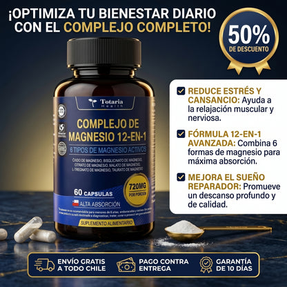Magnesium 12 en 1 Complex - Energía y Descanso - Recupera tu bienestar físico y mental