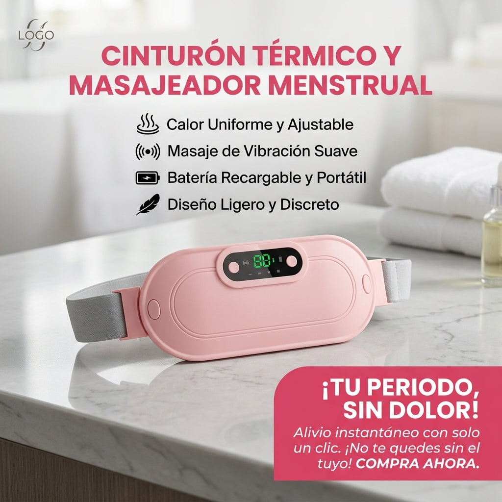 Cinturón Menstrual - Alivio con Calor y Masaje - Recupera Tu Bienestar Cada Mes