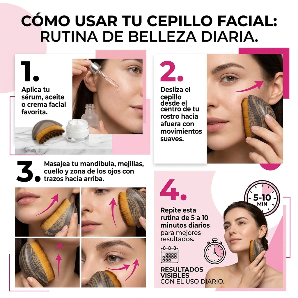 Cepillo Drenaje Linfático - Drenaje Facial - Ayuda a Definir Mandíbula y Desinflamar Naturalmente