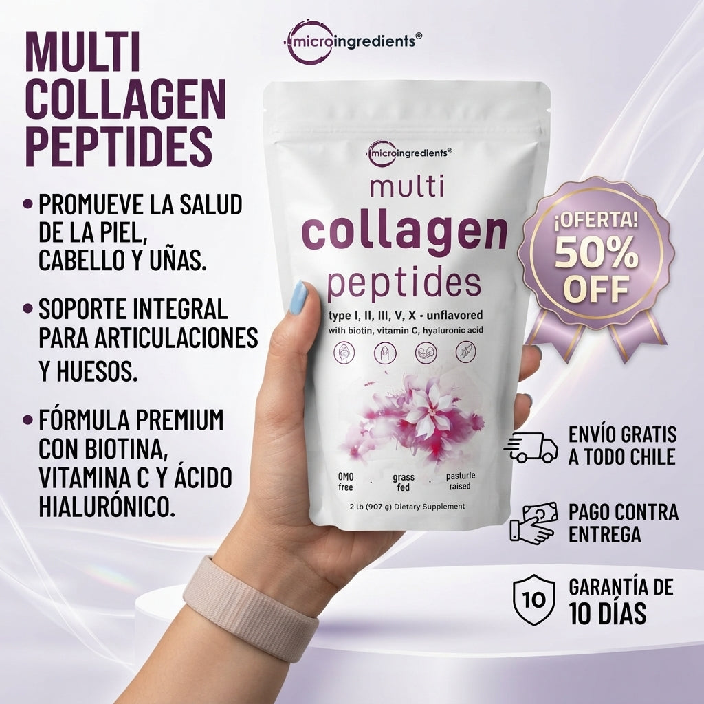 Multi Collagen Peptides - Colágeno en Polvo - Complementa tu Rutina de Piel, Cabello y Uñas