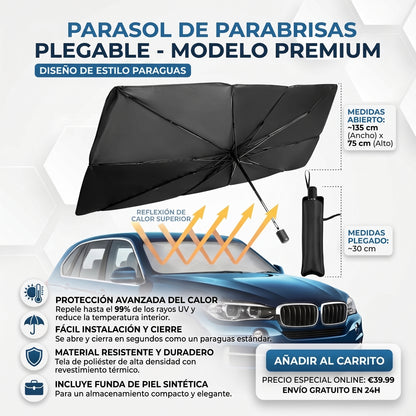 PARASOL PLEGABLE PARA PARABRISAS - Protección Solar para Auto