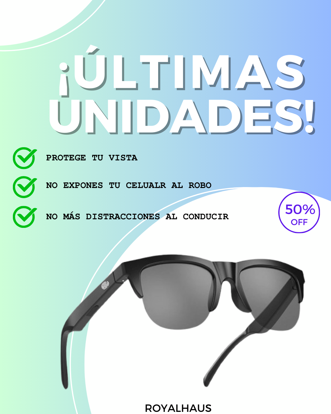 LENTES DE SOL INTELIGENTES - No te expongas más a los robos de celular