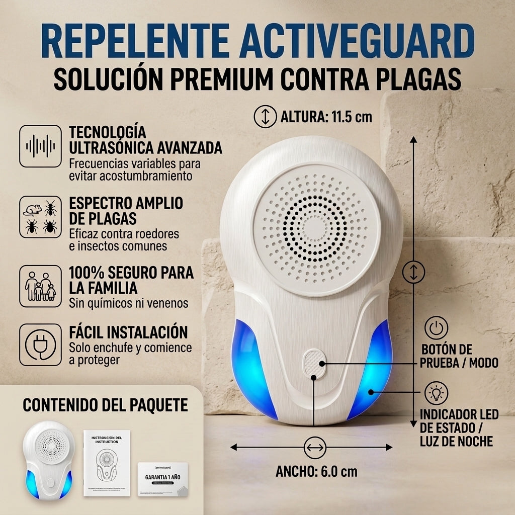 Repelente ActiveGuard - Protección Antiplaga - Más comodidad para toda la familia