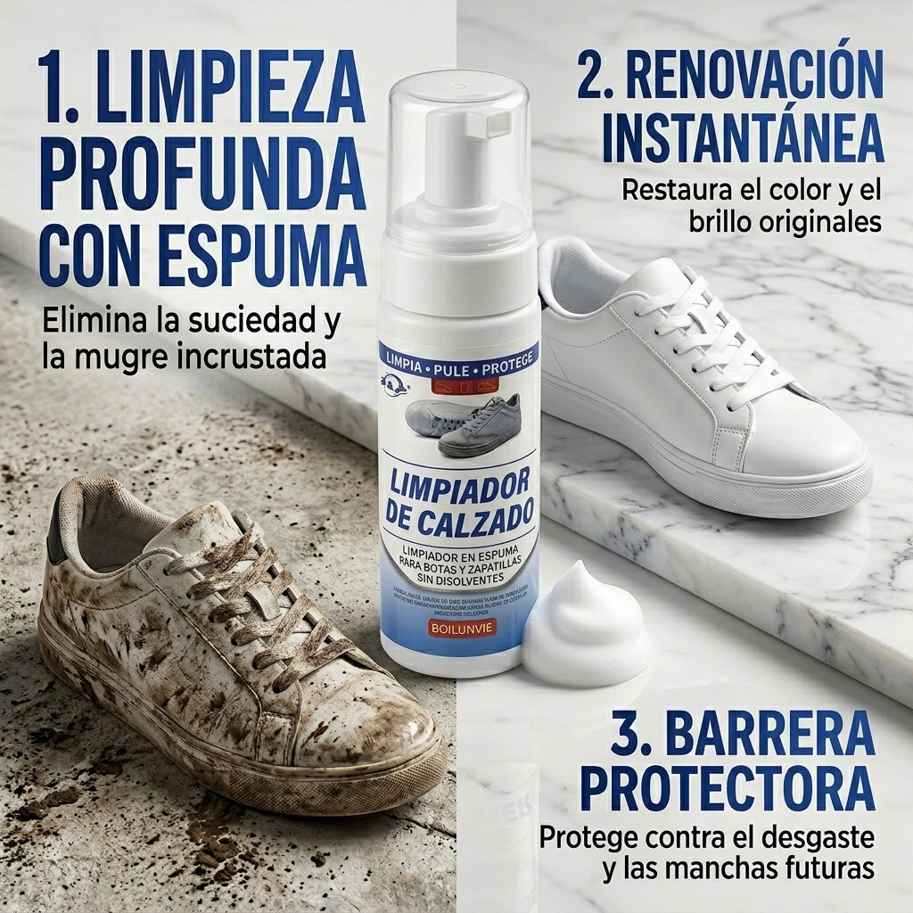 LIMPIADOR PARA ZAPATILLAS - Limpieza Instantánea - Recupera el blanco original en minutos