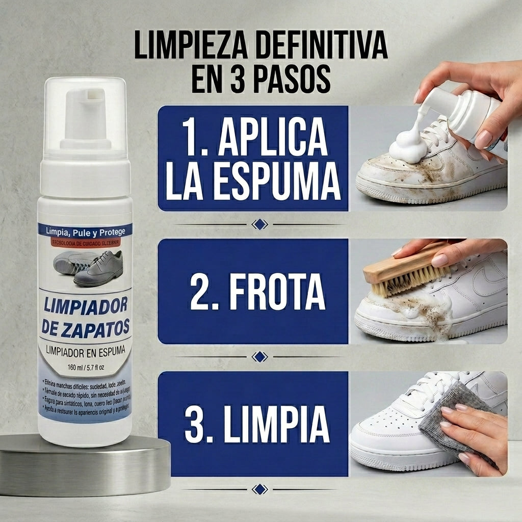 LIMPIADOR PARA ZAPATILLAS - Limpieza Instantánea - Recupera el blanco original en minutos