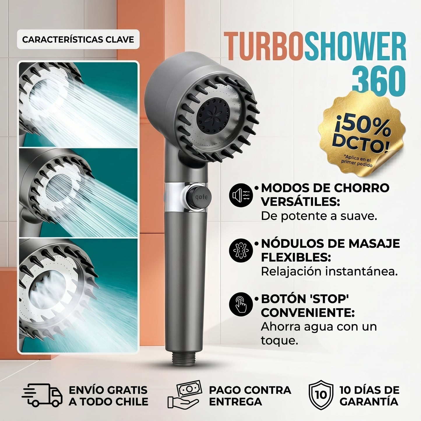 TurboShower 360 - Purifica y Potencia el Agua - Recupera el Placer de Ducharte