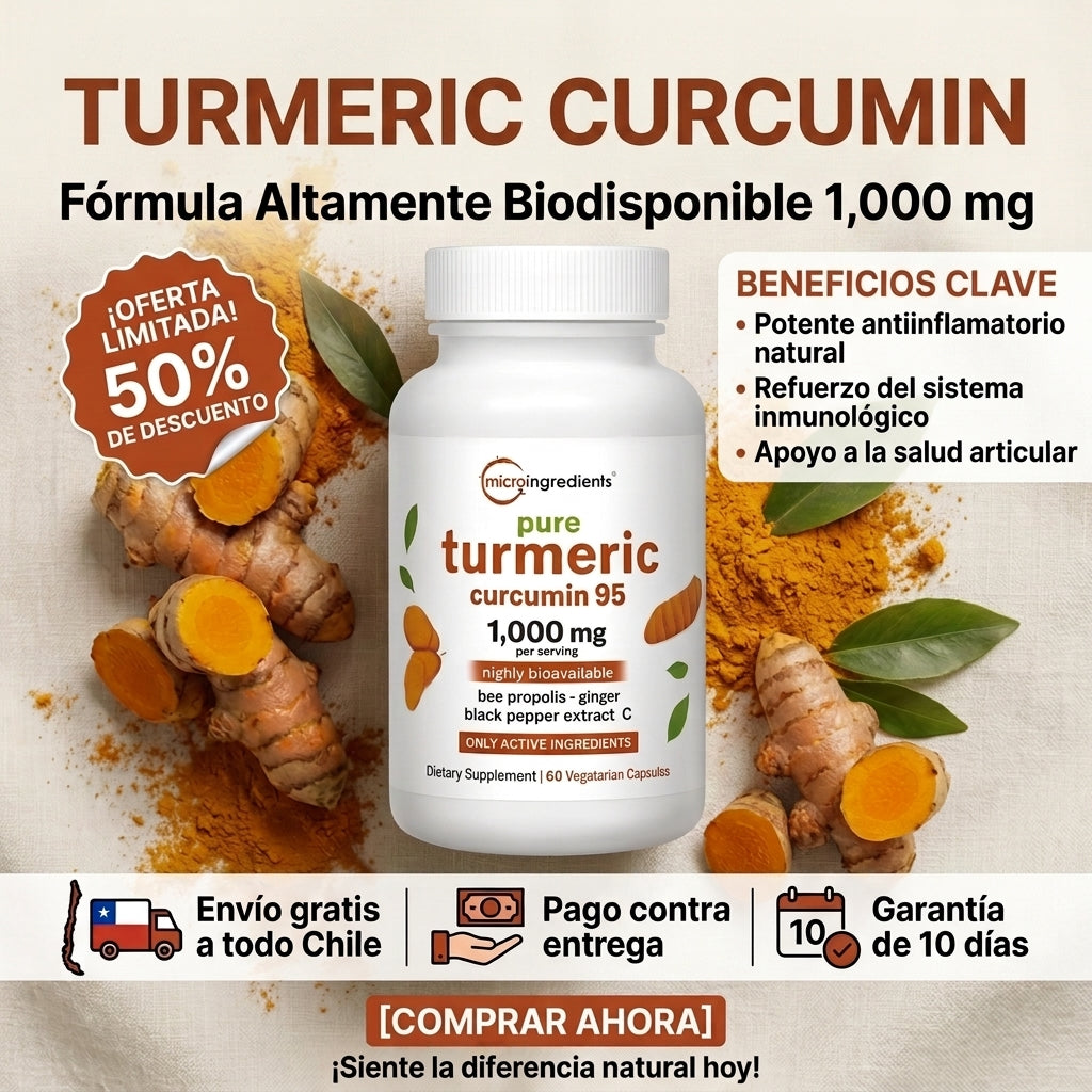 Turmeric Curcumin (Cúrcuma + Pimienta Negra) - Bienestar Articular - Vive Sin Dolores desde Hoy