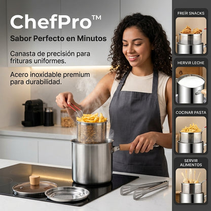 OLLA FREIDORA DE ACERO INOXIDABLE - Ahorra aceite y simplifica tus preparaciones