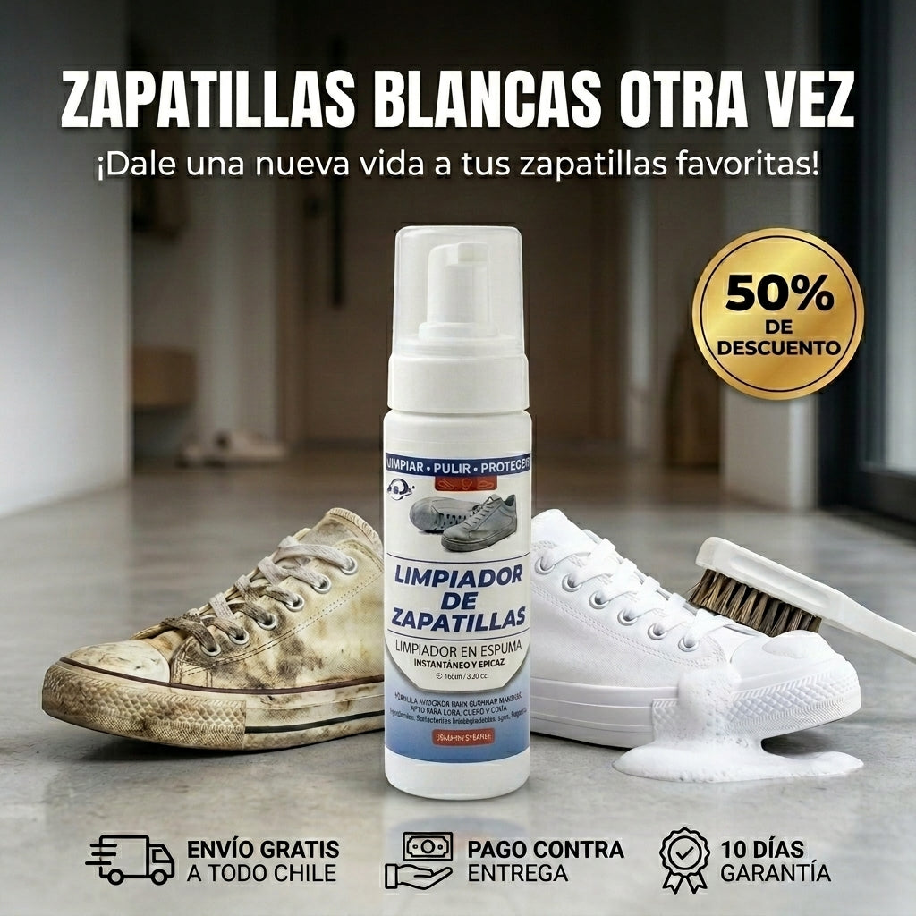 LIMPIADOR PARA ZAPATILLAS - Limpieza Instantánea - Recupera el blanco original en minutos