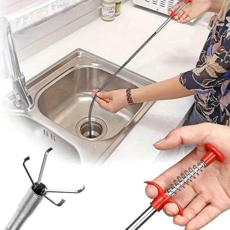 Gancho Flexible para Drenajes Obstruidos– Extrae pelos y residuos al instante