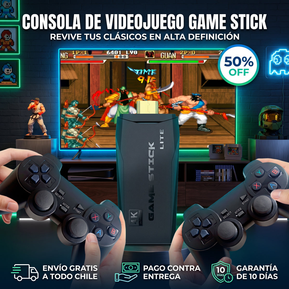 CONSOLA DE VIDEOJUEGO GAME STICK - Miles de juegos para disfrutar en familia