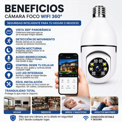 CÁMARA FOCO 360° - Monitoreo remoto - Controla tu espacio estés donde estés