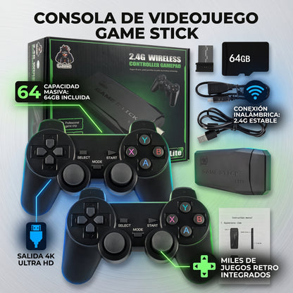 CONSOLA DE VIDEOJUEGO GAME STICK - Miles de juegos para disfrutar en familia