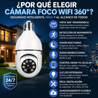 CÁMARA FOCO 360° - Monitoreo remoto - Controla tu espacio estés donde estés